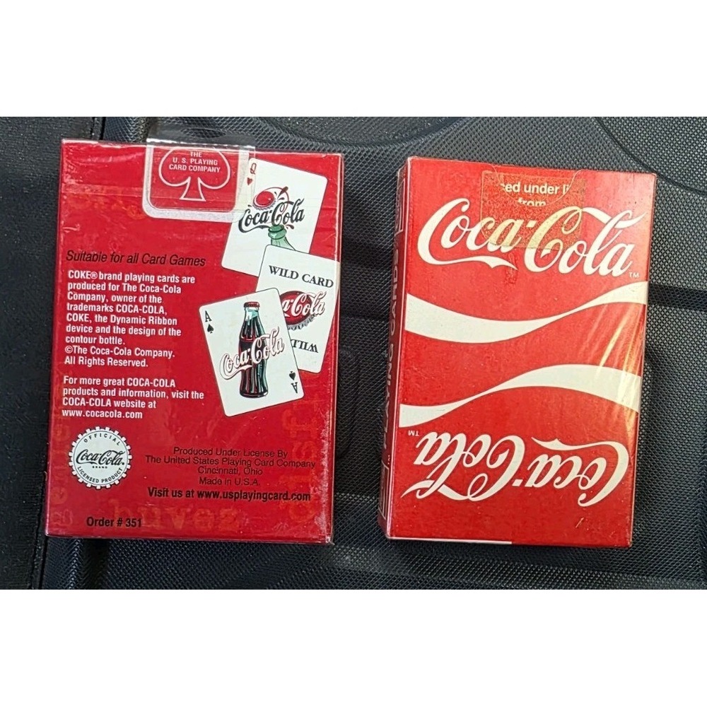 Vtg Coca Cola Playing Cards 2 Decks Sealed USPCC Dynamic Ribbon Bottle Cap Retro - Picture 2 of 2